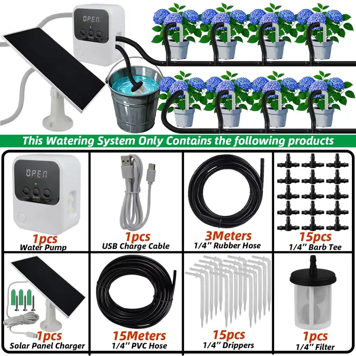 Jardin pompe à énergie solaire minuterie Kit d'irrigation goutte à goutte système d'arrosage automat