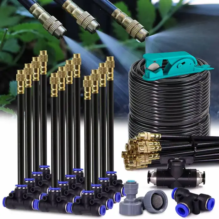 30-5m 1/4" 4/6mm Système de refroidissement par brumisation 360 ° Pulvérisateur atomiseur à buse réglable à courbure