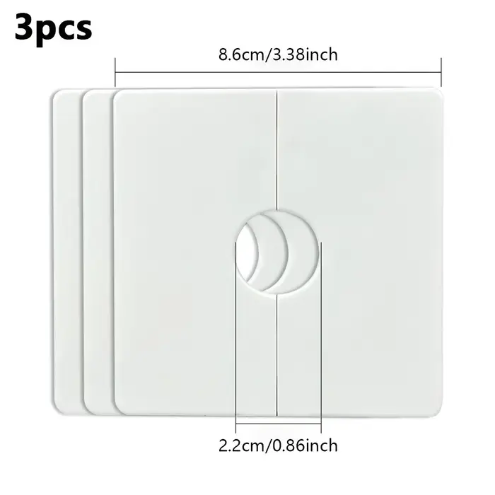 3 pièces 8,6 cm Plaque de cache murale carrée à bride fendue pour tuyaux d'eau, avec trou de fixatio