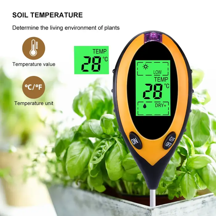 Yieryi – testeur numérique de PH du sol 4 en 1 avec lumière noire, moniteur d'humidité et de tempéra