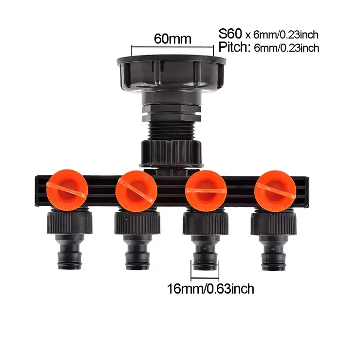 Kit d'adaptateur de réservoir IBC de 1000 litres, contrôleur de Distribution d'eau à quatre vannes d