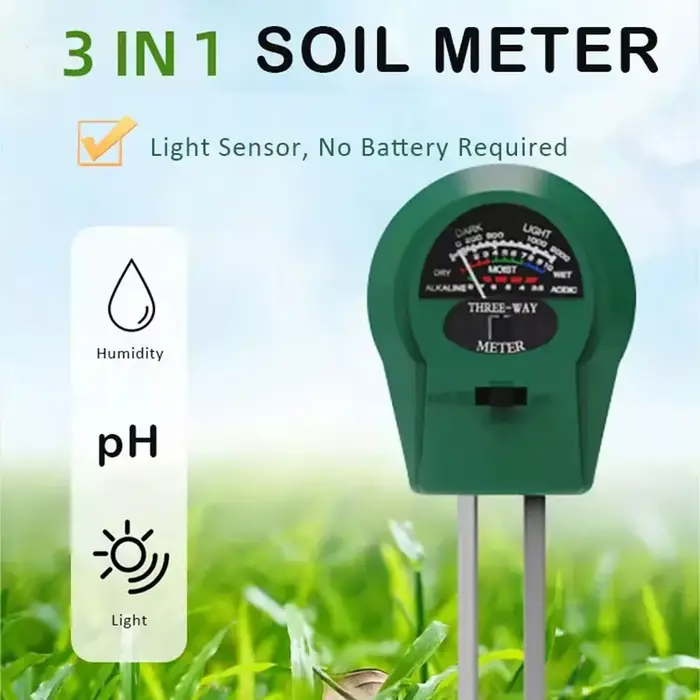 Nouveau pH-mètre de sol 3 en 1/4 en 1, testeur d'humidité et d'acidité de la lumière, testeur d'humidité du sol, Kit de testeur de sol pour plantes pour fleurs