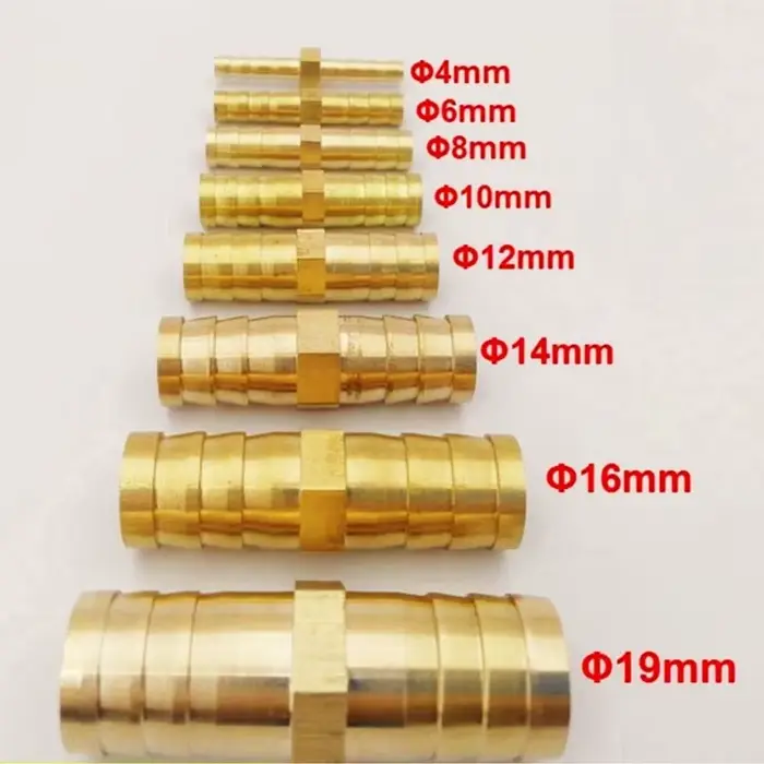 Raccord de tuyau droit en laiton, 3 4 5 6 8 10 12 14 16 19 25mm, raccord de tuyau d'eau à barbe égal