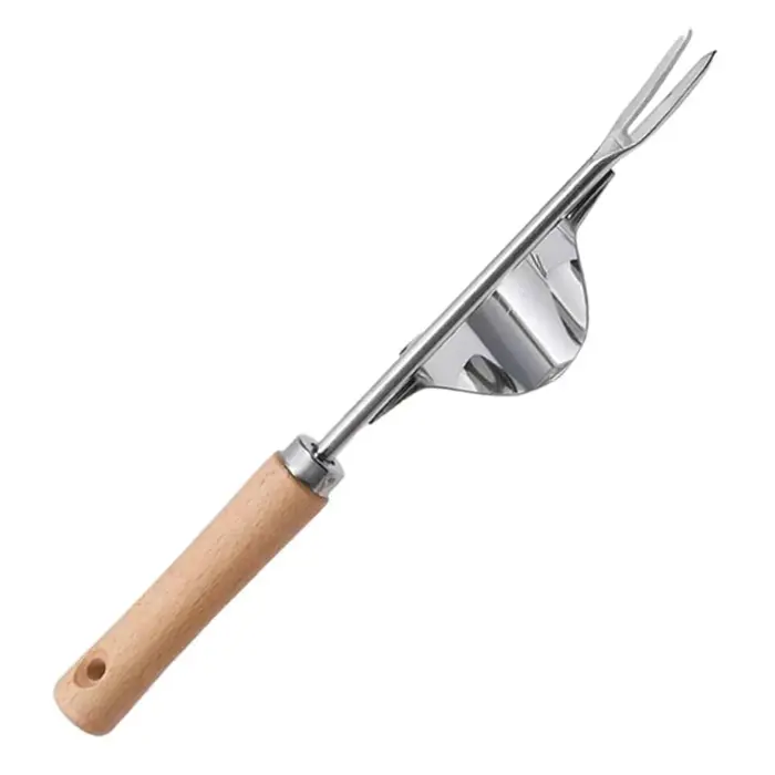 Désherbeur manuel avec fourche en forme de V, désherbeur de pelouse de jardin à long manche, extracteur de racines de jardin, outils pour l'ameublissement des sols