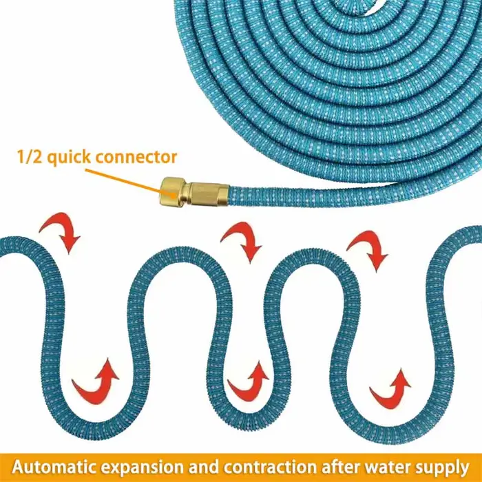 Tuyau d'arrosage extensible en caoutchouc résistant pour jardinage et lavage de voiture multi-longueur facile à utiliser et à entretenir