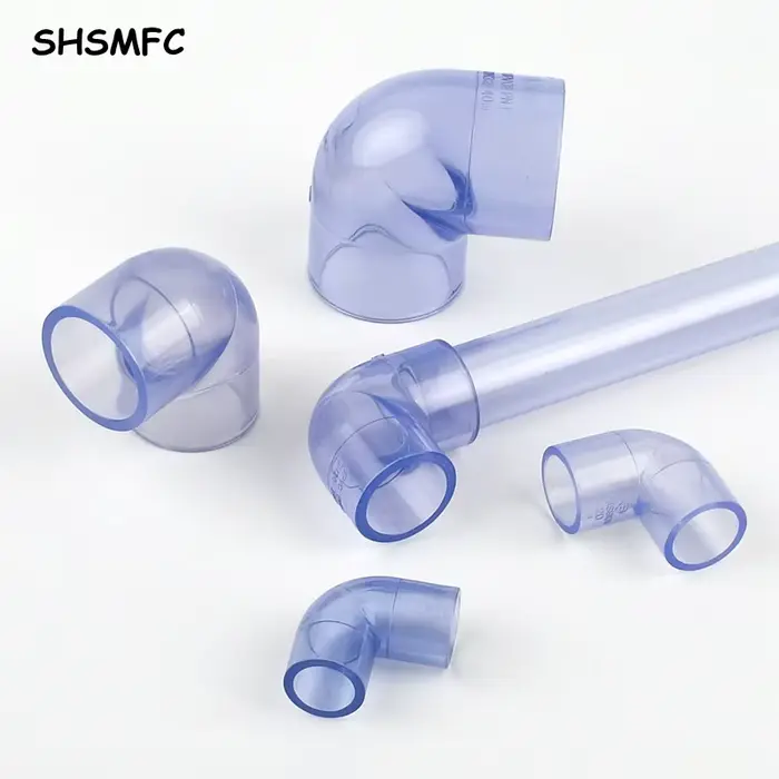 Connecteur en PVC bleu Transparent, 16 20 25 32 40 50mm, Joints coudés UPVC pour Aquarium, réservoir