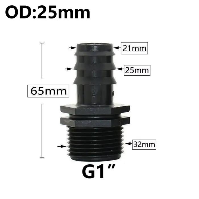 Connecteur de tuyau d'arrosage PE, 5 pièces, 16/20/25/32mm, filetage 1/2 3/4 1 ", coupleur coudé dro