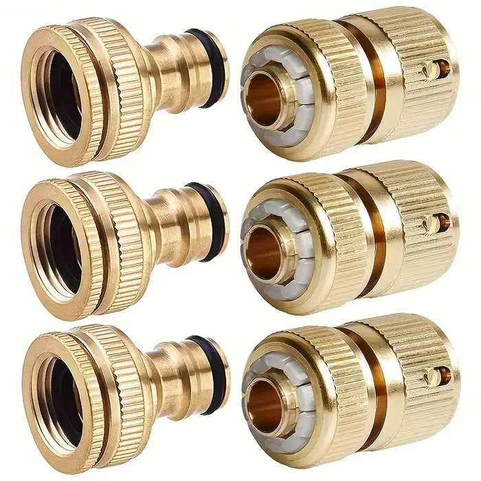 3/5 paires de connecteurs de tuyau d'arrosage en laiton-raccords de taraud 1/2" et 3/4" + adaptateur