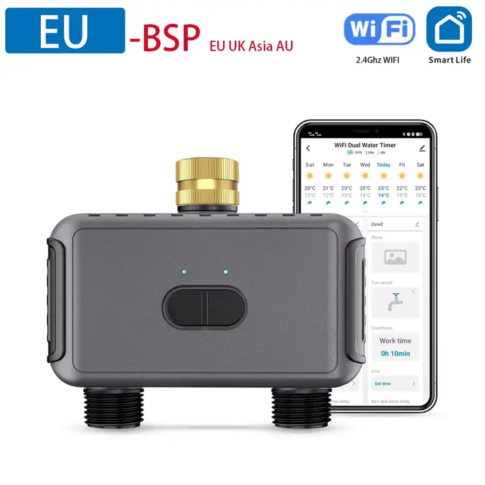 Tuya WiFi minuterie d'eau intelligente 2 prises