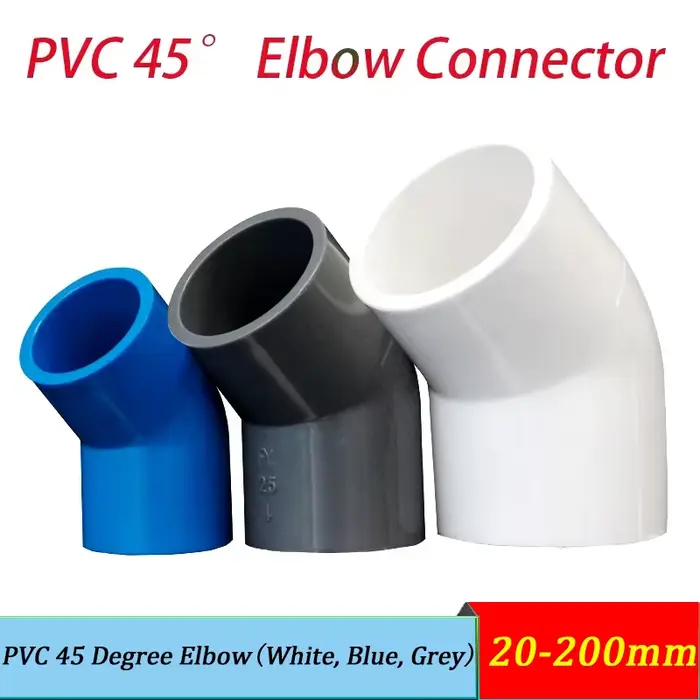 Coude à 45 degrés en PVC 20-200mm, raccord de tuyau d'irrigation pour l'arrosage du jardin, vidange 