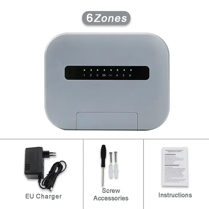 Contrôleur d'arrosage intelligent WiFi 6/8 stations pour intérieur