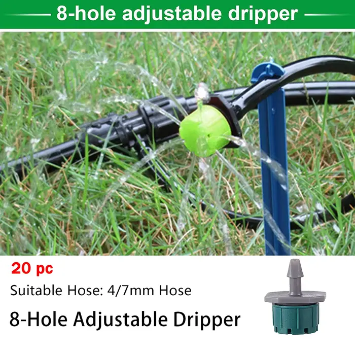 Kit de Système d'Irrigation Goutte à Goutte Réglable, Transmetteur de Débit d'Eau pour Jardin, Cour,