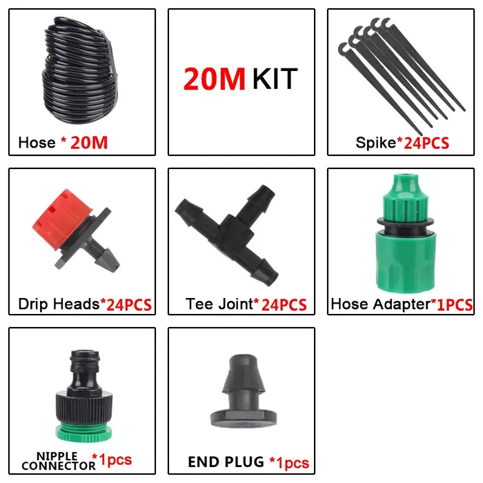 Kit d'arrosage de jardin avec goutteurs réglables pour l'irrigation par atomisation et brumisation, idéal pour jardin, serres, fermes, plantes en pots, arrosage et humidification