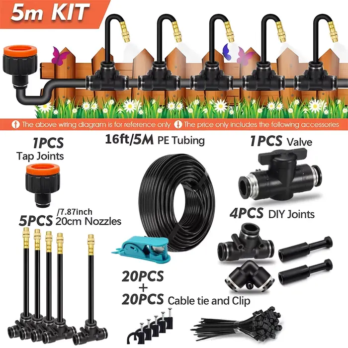Kit de pulvérisation universel à flexion libre, 30-5m, tuyau de 5/ 8mm, système de refroidissement p