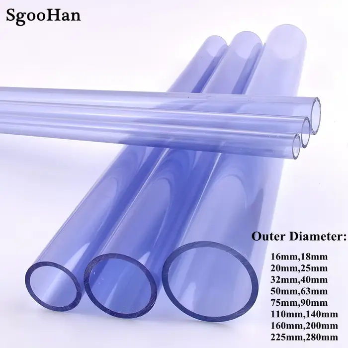 Tuyau transparent en UPVC de grande taille, longueur 0.5m, diamètre extérieur 16 ~ 110 ~ 280mm, adap