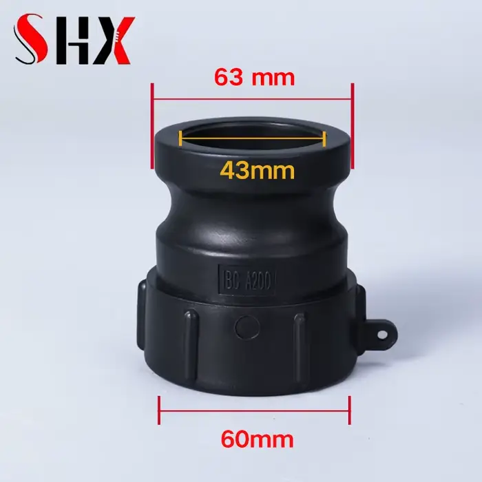Caméra et rainure en polypropylène IBC A200 épais, adaptateur mâle 2 "x NPT femelle, 1 pièce
