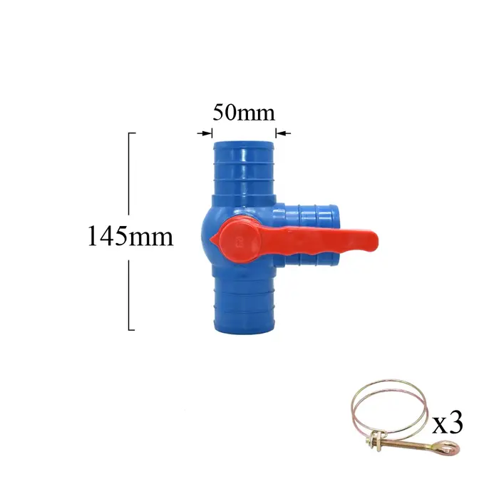 Robinet à bille en plastique pour conduite d'eau, connecteur rapide à 3 voies, type T, PVC, PE, conn