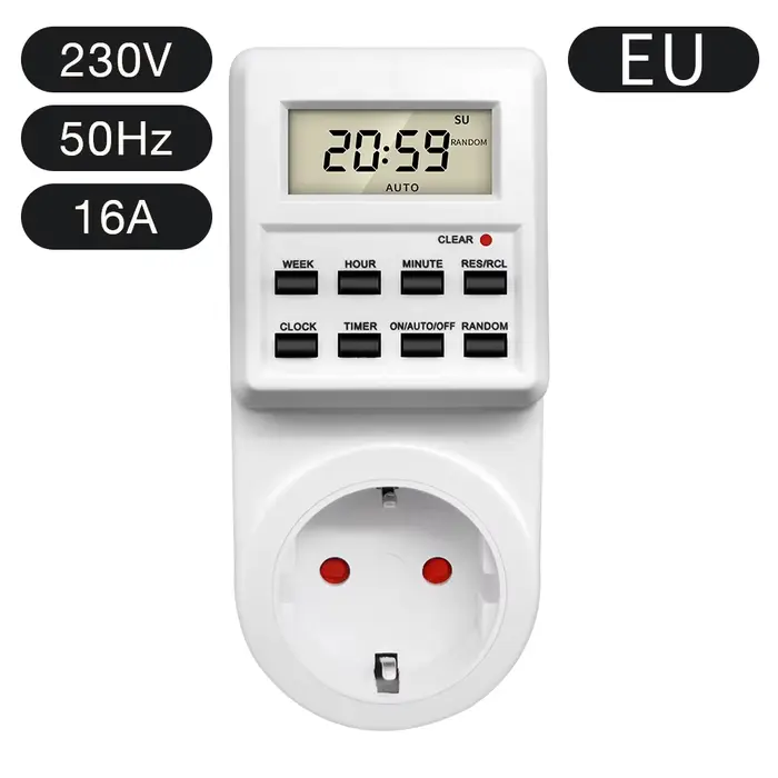 Minuterie électronique numérique, prise de minuterie de cuisine, prise de synchronisation Programmab
