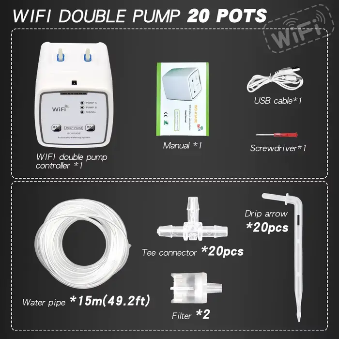 Dispositif d'arrosage Intelligent WIFI, Double pompe, système d'irrigation goutte-à-goutte automatiq