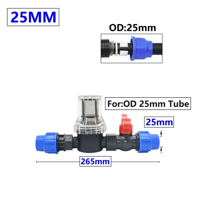 Raccord de tuyau de filtre d'arrosage 25mm 32mm DN15 DN20, système d'irrigation de jardin et de ferm