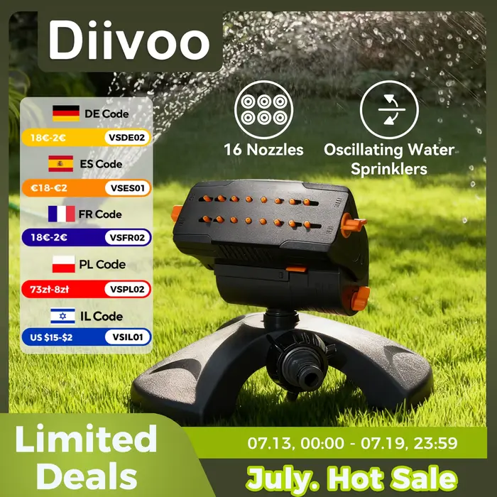 Arroseurs oscillants Diivoo Mini Turbo pour jardin