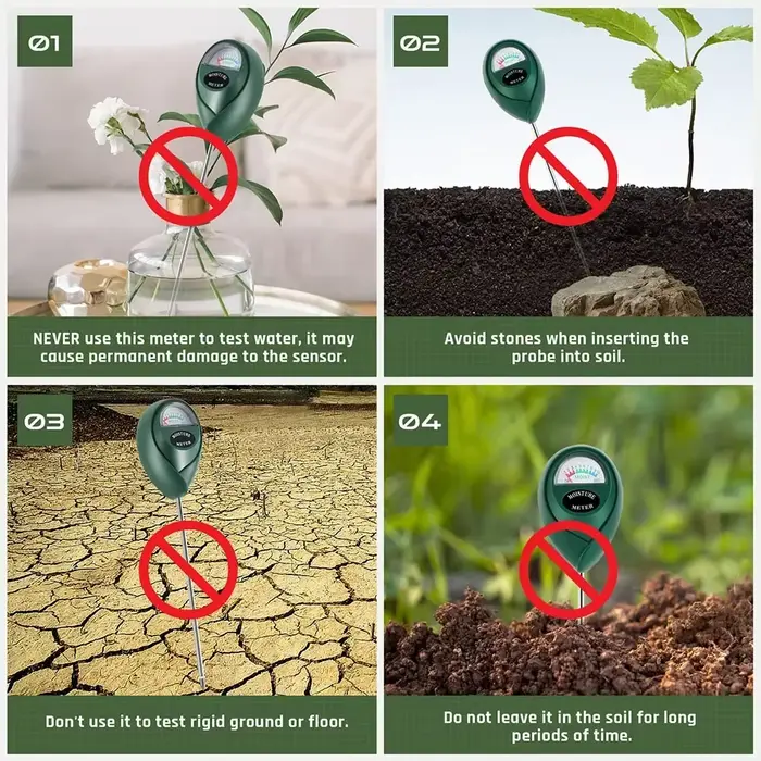 Humidimètre de Sol sans Piles pour Jardinage Plantes Intérieures Pelouse Echelles Couleurs Rouge Vert Bleu Accurate Précision Utilisation Facile