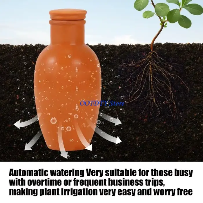 Pointes d'arrosage automatique en argile rouge pour jardinage intérieur et extérieur, solution d'arrosage constante pour plantes succulentes, fleurs, feuillage et plantes comestibles, gardiennes silencieuses pour absences prolongées