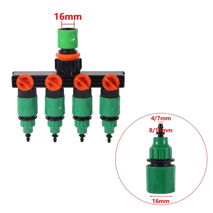 Tuyau d'irrigation goutte-à-goutte pour jardin, 4/7mm ou 8/11mm, inverseur d'eau 1 en 4 sorties, tuy