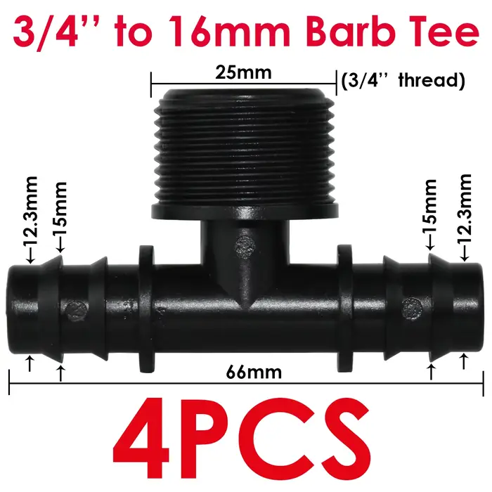 KESLA 4 pièces 1/2 "3/4" fileté 16 20 25MM PE tuyau barbe té connecteur adaptateur Tubes Joints jard