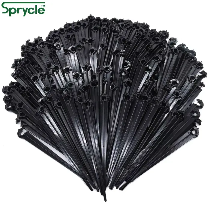 SPRYCLE 50-200X jardin 1/4 pouces crochet de type C Support fixe piquets tige ajustement 4/7mm tuyau arrosage goutte