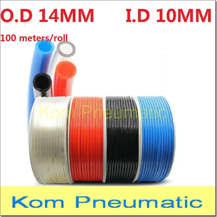 100m/lot, diamètre extérieur 14 mm, diamètre intérieur 10 mm, tuyau pneumatique de haute qualité, tube en PU, tuyau flexible en plastique, 14*10, tuyauterie en polyuréthane PU1410
