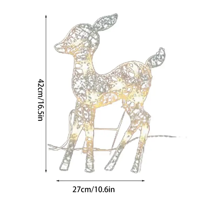 Lumières de pelouse de cerf blanc debout éclairées résistantes aux intempéries, décoration de Noël d