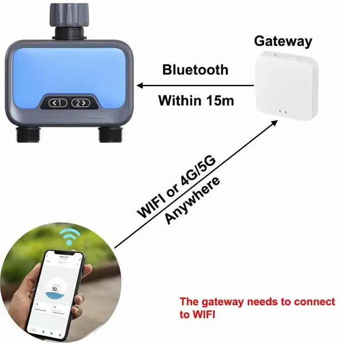 Minuterie d'eau automatique Wifi à 2 Zones