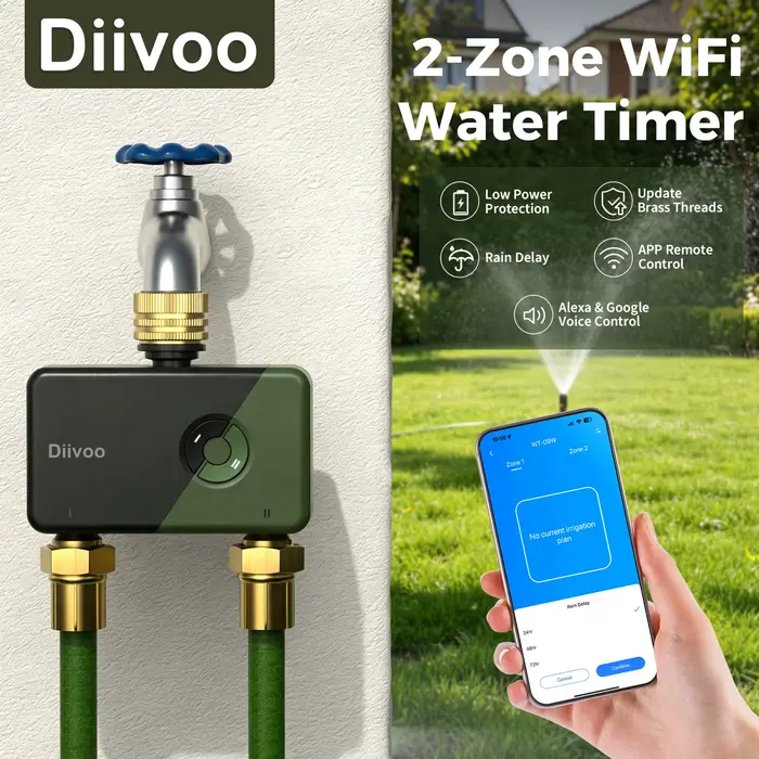 Programmateur d'arrosage WiFi Diivoo Garden 2 Zones