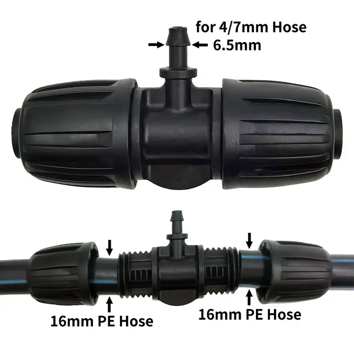 Oasis-Connecteur de tuyau en T avec verrouillage fileté, tube 1/2 en PE, adaptateur d'eau d'irrigati