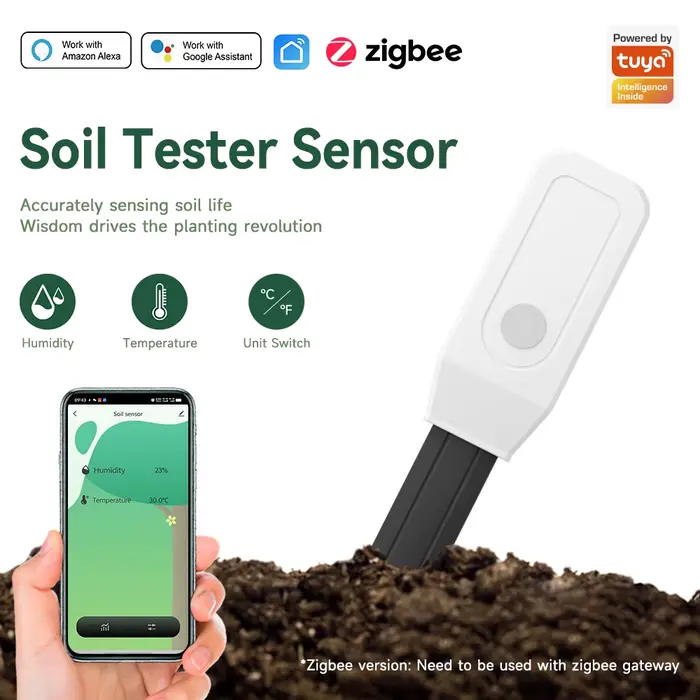 Capteur d'humidité du sol iHseno pour jardins familiaux et amateurs de jardinage compatibles avec les plateformes de maison intelligante en plusieurs couleurs pour surveillance à distance