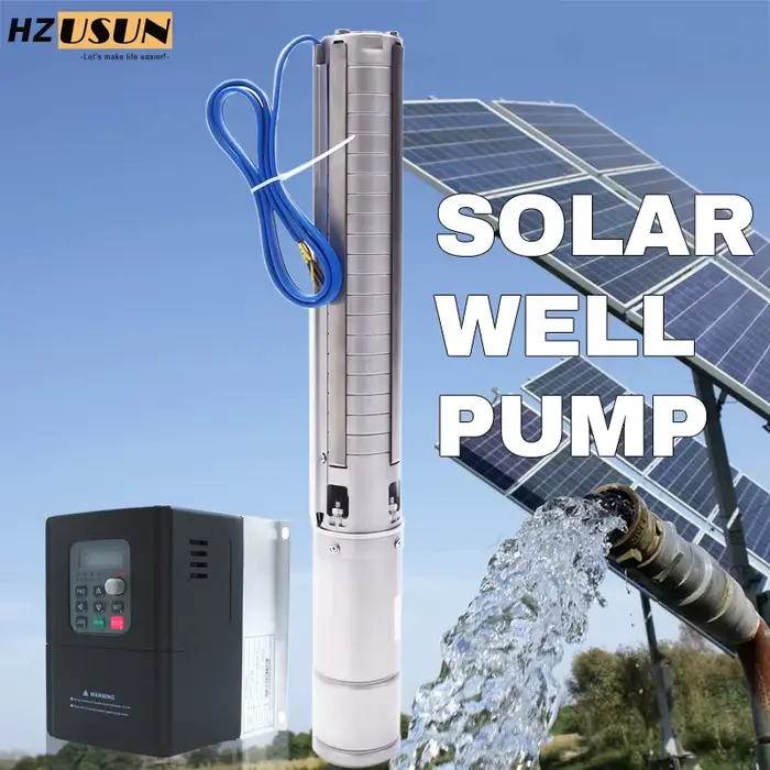 Pompe de forage submersible alimentée par panneau solaire 10HP haute pression pour irrigation agricole durable et économique pour puits profonds jusqu'à 150mètres