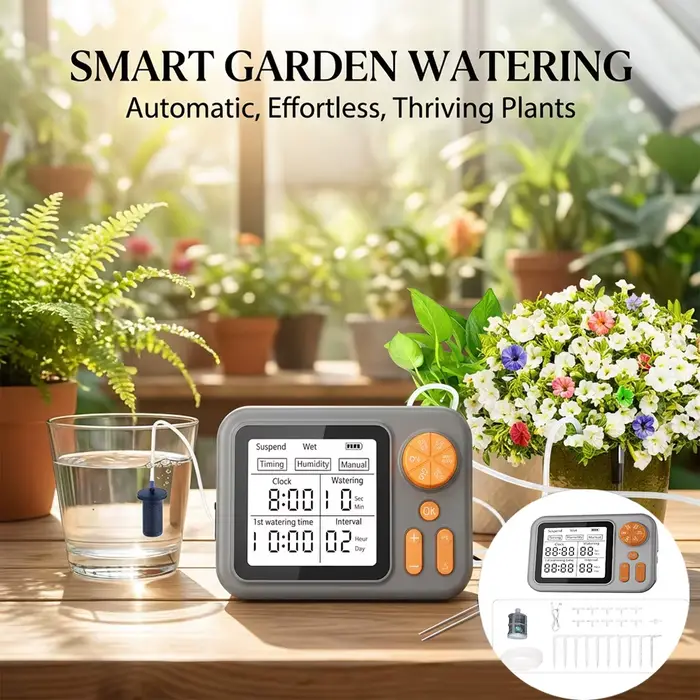 Système d'arrosage automatique pour plantes d'intérieur kit irrigation goutte à goutte minuterie détection humidité robuste pour 15 pots occasions spéciales voyage