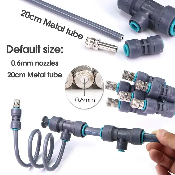 Système de refroidissement par brumisation 3/8" 9/12 mm 360 °   Plier 0.6mm buse atomiseur pulvérisa