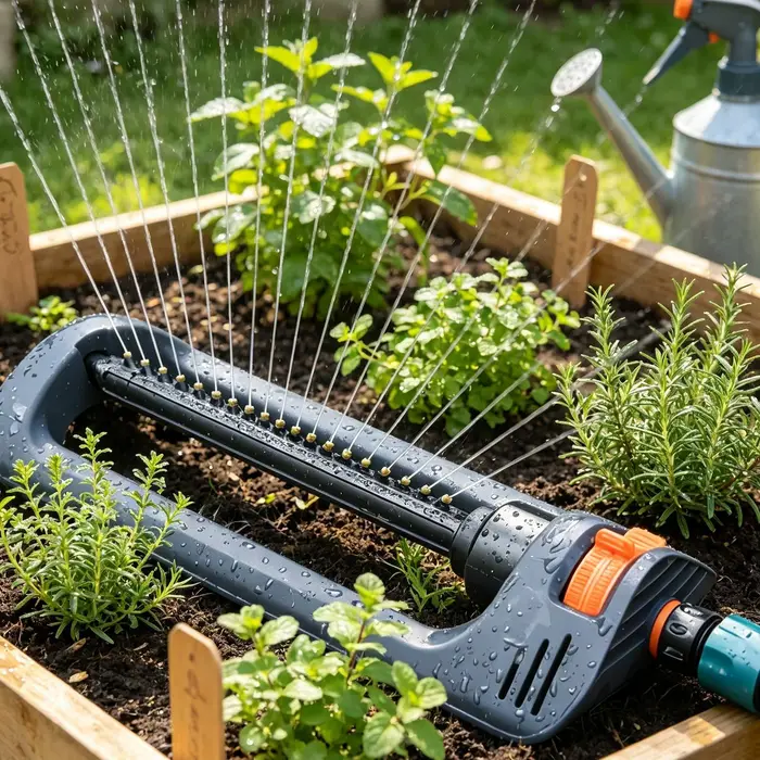 Arroseur oscillant de jardin 19 trous avec base lestée pour pelouse et jardin large couverture irrigation efficace et économique jardinage occasionnels