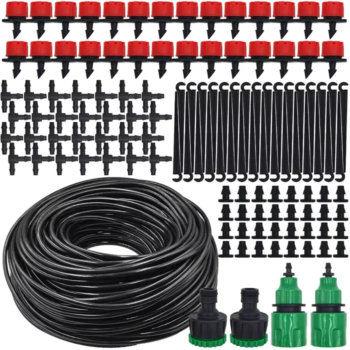 Kit d'arrosage goutte-à-goutte portable 20m avec goutteurs réglables pour jardin, terrasse et balcon occasions spéciales