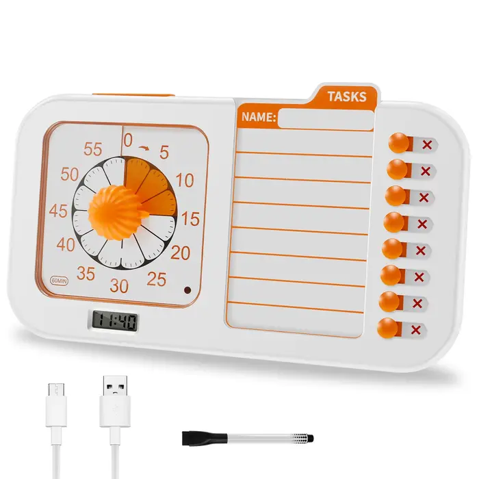 Minuterie de travail visuelle en plastique ABS, minuterie de tableau de planification polyvalente et