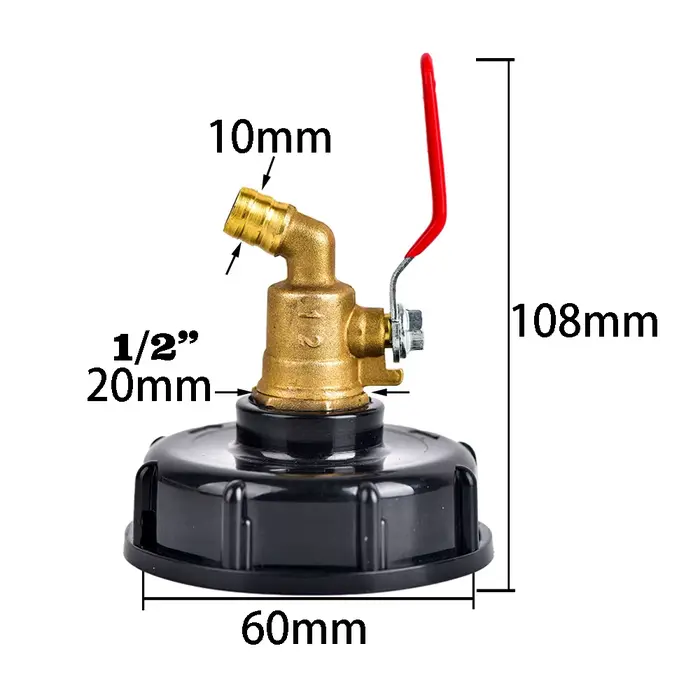 Adaptateur de robinet en laiton pour réservoir IBC connecteur d'eau de jardin filetage S60X6 tuyau d'arrosage de 10mm irrigation jardin fermes station d'épuration réservoirs de 1000 litres occasions spéciales