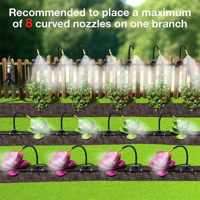Système d'irrigation automatique pour jardin - Kit d'arrosage 30/60 m avec buses réglables pour extérieur
