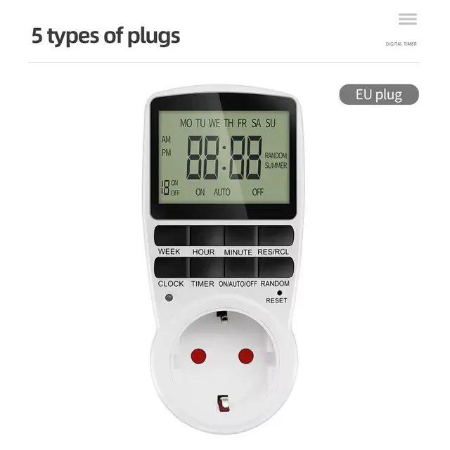 Minuterie numérique électronique, prise ue, 12/24 heures, prise de synchronisation Programmable, 220