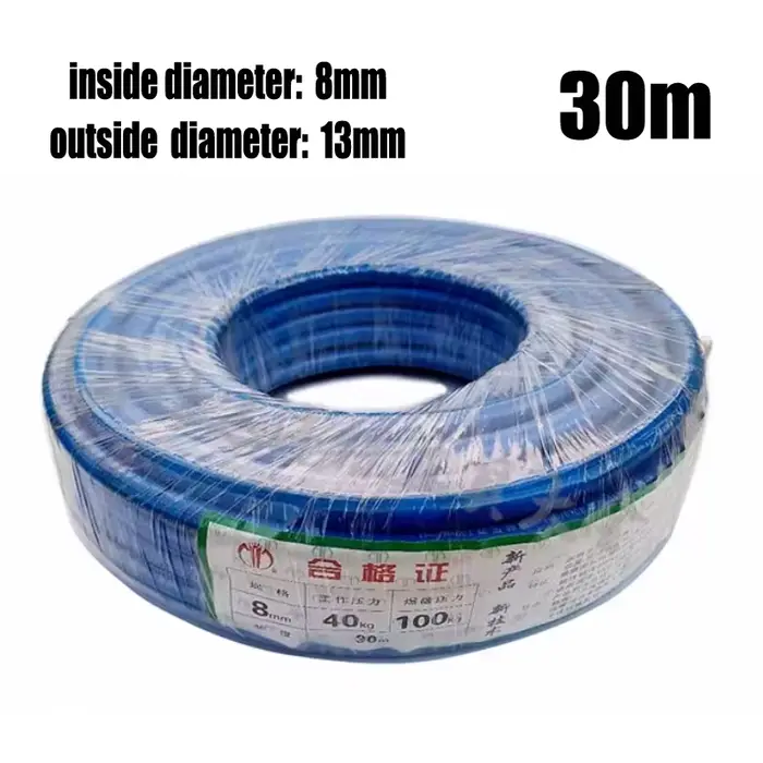 Tuyau de 30 mètres d'un diamètre intérieur de 8/10 mm avec tressage flexible, résistant au froid, à 