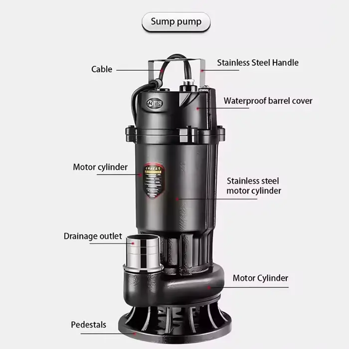 Pompe submersible domestique 220V pour eaux usées, fèces et boue, pour fosse septique