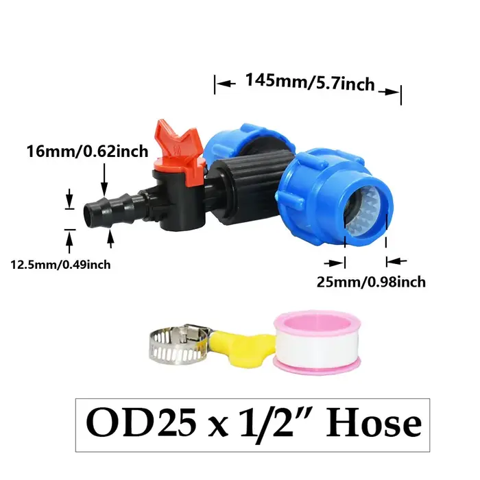 Mathiateur de tuyau d'arrosage de 25mm 32mm à 1/2 pouces 16mm, connecteur de barbelé en T, assujetde
