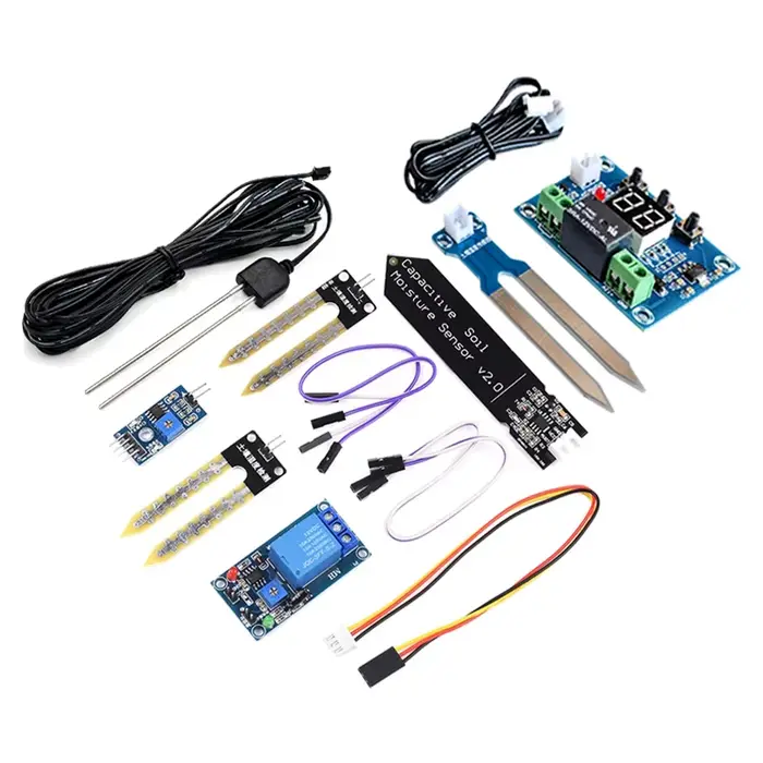 Module Capacitif de Capteur d'Humidité du Sol Module de Contrôle de Relais Affichage Numérique d'Humidité du Sol Arrosage Automatique Compatible avec Arduino Occasions Spéciales