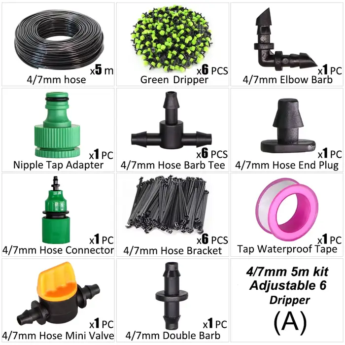 Kit d'irrigation goutte à goutte pour arrosage de jardin, système de brume de refroidissement, tuyau